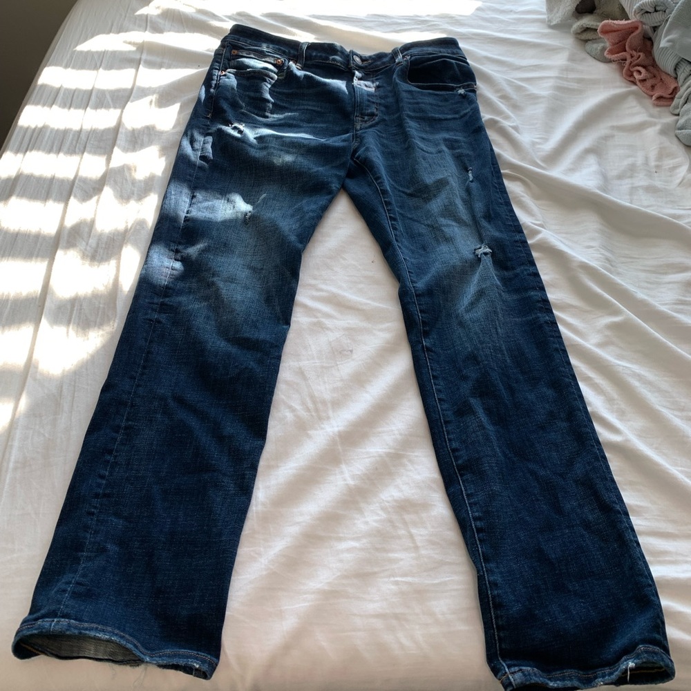 Mens 34x32 slim straight jeans dark wash